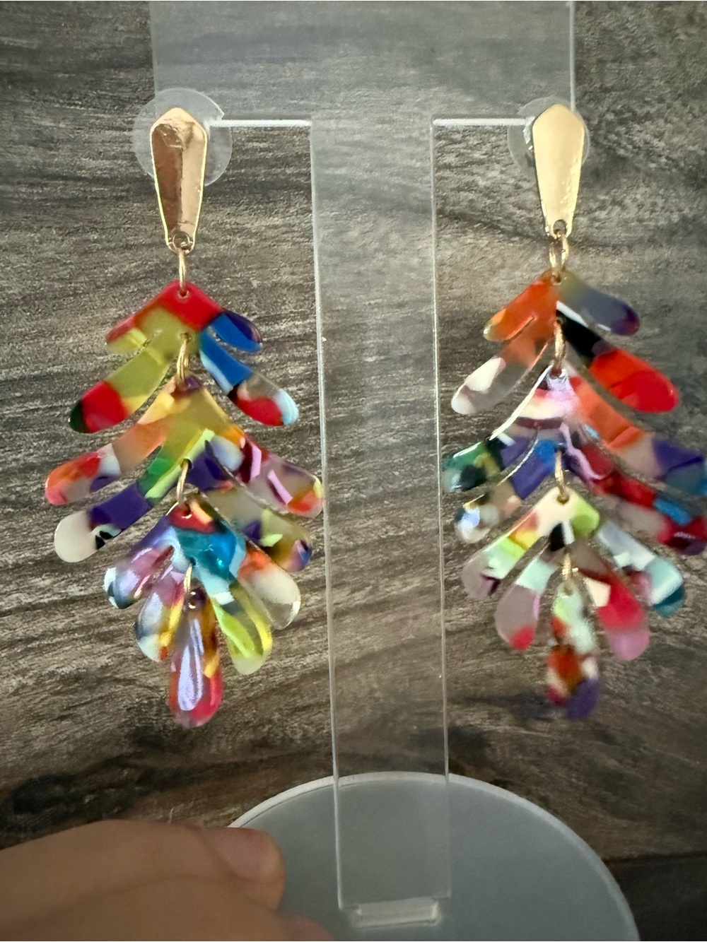Baublesky colorful leaf acrylic resin dangle earrings